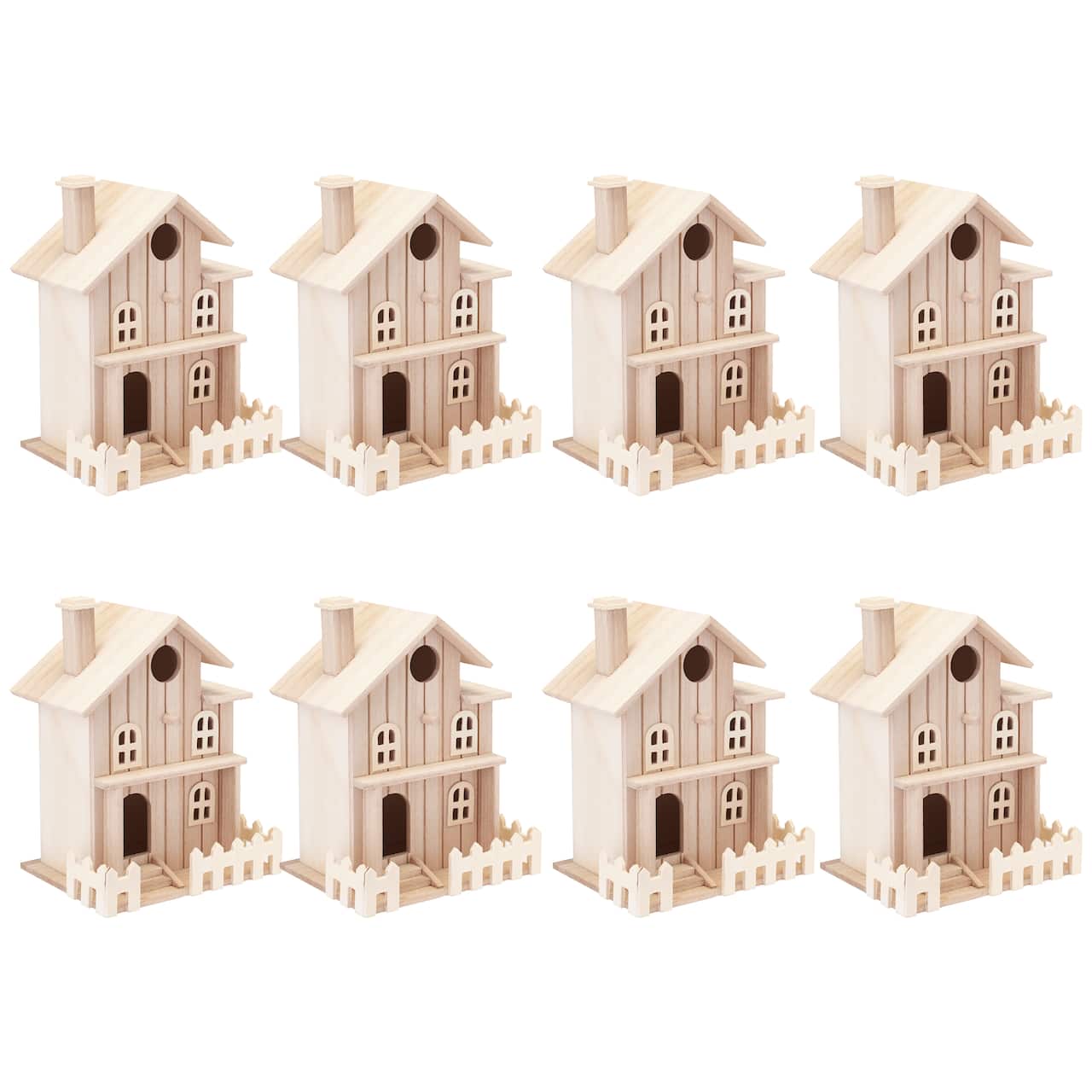8 Pack: 8.5" Two Story Cottage Birdhouse by Make Market®